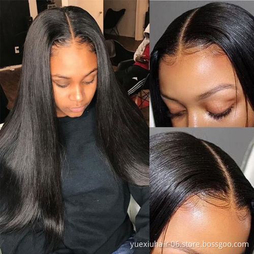 Straight 5x5 Transparent Swiss Lace Closure Frontal Wigs Raw Indian Hair Cuticle Alingend Grade 12A Virgin Wigs Hair Vendors